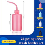 Dandat 24 Pcs Tattoo Squeeze Bottle, Lab Wash Bottle Plastic Safety Water Squirt Lash Rinse Cleaning Succulent Watering Irrigation Bottles for Indoor Plants (250 ml,Colorful) - Image 2