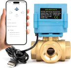 U.S. Solid 3/4 inch WiFi Smart Motorized Ball Valve, 3-Way 4-Position Brass Electric Water Valve for HVAC Zoning, Solar Bypass, Irrigation Automation; USB Powered with LED Flow Window by USSolid