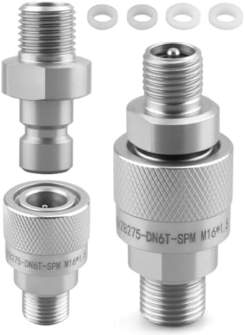 M16-M14 Hydraulic Quick Connect Fittings, 2 Pcs Hydraulic Quick Coupler w/Build-in Plunger, Fit for AGT and Chinese Mini Excavators - 2 Male & Female Hydraulic Hose Fittings by Unknown