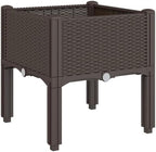Raised Garden Planter Box with Legs 15.7" Rattan Look Brown - Image 6