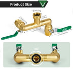 2 Way Heavy Duty Brass Garden Hose Splitter, 360° Rotatable Y Valve, Full Flow Large Ball Valve, Long Handle, Thickened Solid Brass, 3/4" GHT Thread for Outdoor Faucet, Lawn Irrigation, Car Wash - Image 2