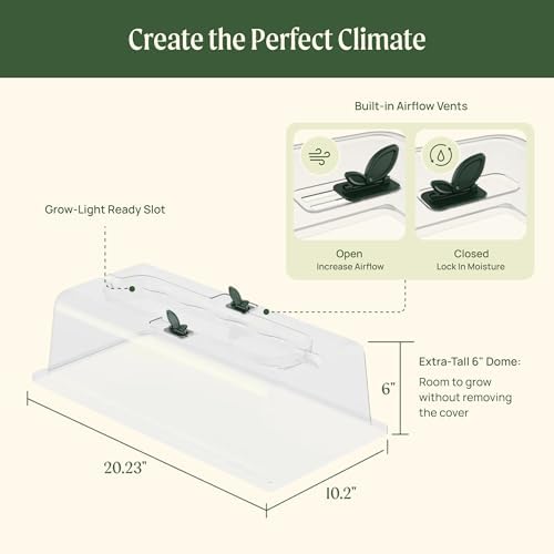 Vego garden Germination Bundle, 2Packs Giga Seedling Trays with Seedling Tray Lids and 10" x 20" Bottom Watering Trays Plus Seedling Humidily Dome - Image 7