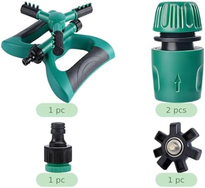 Garden Sprinkler System, Automatic 360° Rotating Three-Arm Butterfly Sprayer for Lawn Irrigation, Sturdy ABS TPR PP, Includes Connectors, 9.4 x 7.1 x 3.9 in - Image 2