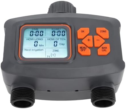 2 Outlet Hose Watering Timer, 2 Outlet Sprinkler Timer , Water 2 Zone Sprinkler with Rain Sensor Automatic Irrigation Controller with G3/4 Male to G1/2 Female - Image 3