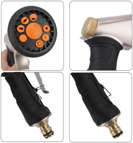 Garden Hose Nozzle with 9 Sprayer Patterns, Heavy Duty Metal High Pressure Hand Water Hose Nozzle Watering Plants and Lawn - Image 3