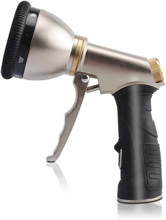 Heavy duty metal garden hose sprayer nozzles, 9 types of high pressure manual sprays, zinc alloy body, 3/4" standard connector, soft rubber grip - Image 5