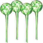 Relaxdays Watering Globes Glass, Set of 4, H x D: 30 x 9 cm, Watering Balls for Plants, Watering Aid Holiday, Green by Relaxdays