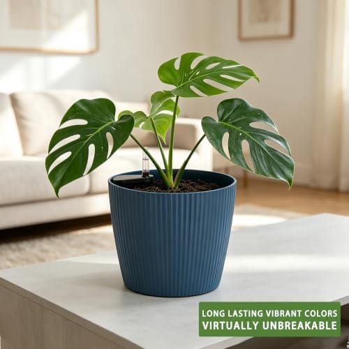 Dexceder 9x8 Self Watering Planters Indoor (2 Pack, Deep Blue) - Image 6