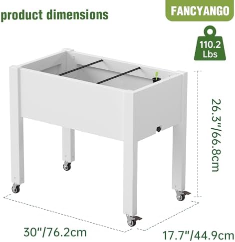 Fancyango Raised Garden Bed with Wheels 26.3" H -Ashen - Image 2