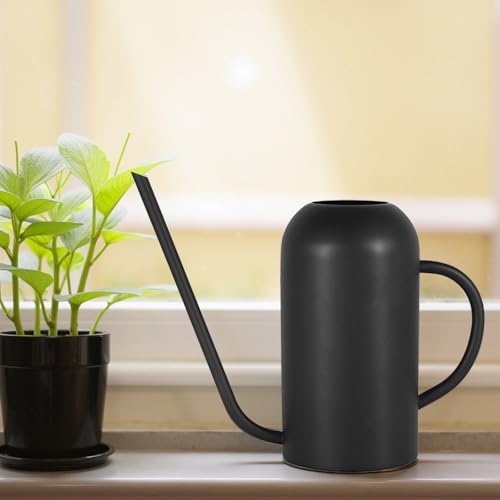 Metal Design Vintage Watering Can, 1500 Ml 50.7 Fl Oz Stainless Steel, Long Spout Indoor Plants, Finish Matte Black, Flow Water Precision Gardens Houseplants - Image 2