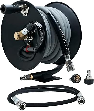 MTM Hydro Reel Kit with Pressure Washer Hose, 50 ft, 3/8 in, Gray by VelociPerformanceProducts