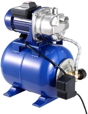 1HP Shallow Well Pump Tank Garden Water Pump Booster System, Pressurized Farm Irrigation, Automatic Water Booster Jet Pump or Home, Farm, Garden Irrigation & Water Transfer, Blue - Image 2