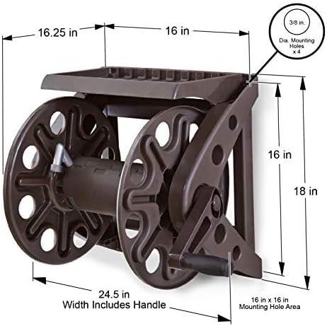 Liberty Basics 512 Wall Mounted Hose Reel with Shelf, Bronze - Image 6