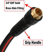 Hybrid Garden Hose 5/8 IN. x 75 FT, Heavy Duty, Lightweight, Flexible with Rotatable Grip Handle and Solid Brass Fittings, Gray+Red - Image 4