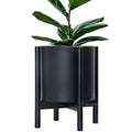 D'vine Dev Plastic Pot with Ebony Wood Stand, Black, 12 in, 55-C-Q-2 by DvineDevPlanterPotsandStand