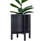 D'vine Dev Plastic Pot with Ebony Wood Stand, Black, 12 in, 55-C-Q-2 by DvineDevPlanterPotsandStand