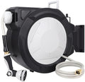 Retractable Garden Hose Reel 1/2 Inch x 100 ft, Wall Mounted Heavy Duty Automatic Hose Reel, 3/4 in Brass Fitting 9 Pattern Nozzle/Any Length Lock/180°Swivel Bracket/Slow Retraction by ITEFDTUTNE
