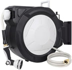 Retractable Garden Hose Reel 1/2 Inch x 100 ft, Wall Mounted Heavy Duty Automatic Hose Reel, 3/4 in Brass Fitting 9 Pattern Nozzle/Any Length Lock/180°Swivel Bracket/Slow Retraction by ITEFDTUTNE