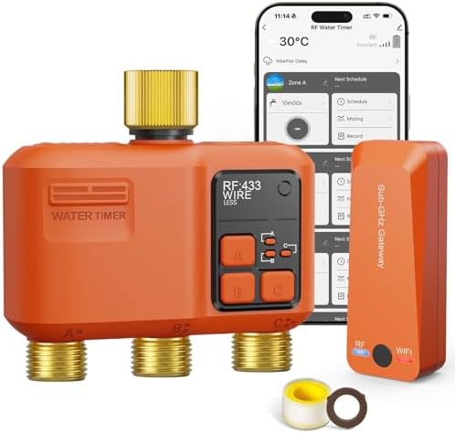 WiFi Sprinkler Timer 3 Zone, Smart Water Timer with Brass Inlet & Outlet by XinFutureSprinklerTimer