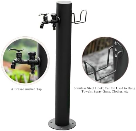 Stainless Steel Outdoor Column Garden Water Faucet with Hose Stand Balck - Image 4