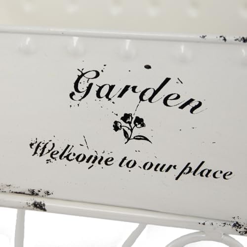 Decorative Wheelbarrow Planter, 11.5 Inch, Antique White - Image 7