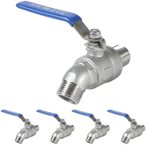 5 Pack Garden Hose Bib Stainless Steel Water Spigot 3/4" Male NPT Inlet x 3/4" Male GHT Threaded High Flow Faucet Outdoor Spigot (3/4" x 3/4") by Ohiyoo