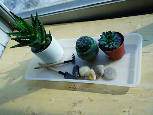 VUWEZ 2 Pack of Plastic Plant Tray Saucer Rectangular 30 inch, Plant Trays Saucers for Indoors Outdoor, Plant Water Drip Tray for Flower Pot Planter, Windowsill Plant Tray (8 X 30'', Clear) - Image 7