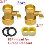 Duty Brass 1-2-4 way Splitter Garden Hose Hexagonal Connector with Comfortable Grip Shut Off Valves Adapter Water Tap(2pcs 1 Way EU) - Image 2