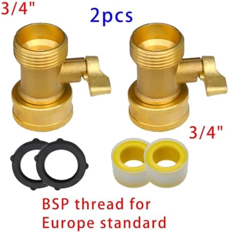 Duty Brass 1-2-4 way Splitter Garden Hose Hexagonal Connector with Comfortable Grip Shut Off Valves Adapter Water Tap(2pcs 1 Way EU) - Image 2