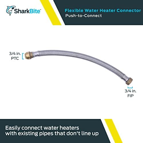 SharkBite 3/4 Inch x 3/4 Inch FIP x 18 Inch Stainless Steel Braided Flexible Water Heater Connector, Push To Connect Brass Plumbing Fitting, PEX Pipe, Copper, CPVC, PE-RT, HDPE, U3088FLEX18LF - Image 2