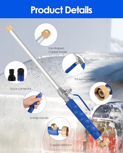 2026 Upgrade Jet Nozzle for Garden Hose 2-in-1 Jet Nozzle High Pressure Hose Nozzle with 2 Different Nozzles and Hose Quick Connectors for Car Pet Garden Cleaning - Image 2