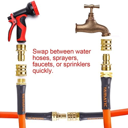 YAMATIC Brass Garden Hose Quick Connect Fittings, 3/4" Thread (6 PACK) - Image 3