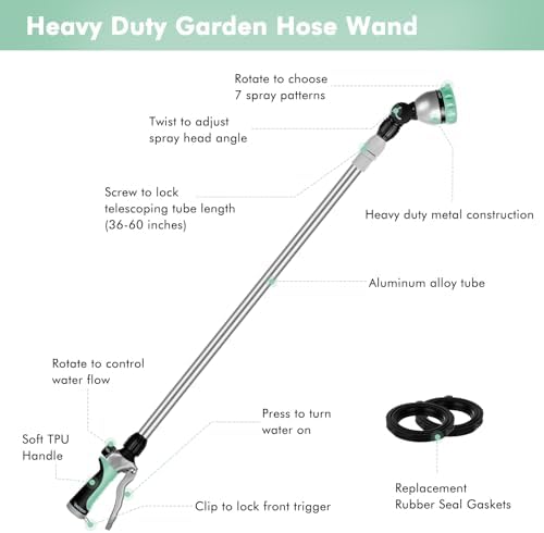 RESTMO Long Telescopic Watering Wand for Garden Hose, 36”-60” Garden Wand - Image 3
