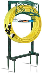 Garden Hose Holder for Outside - Upgraded Water Hose Holder Holds with Storage Basket, Heavy Duty Metal Freestanding Garden Hose Storage Reel Rack for Outdoor Yard Lawn (Green) by FaloStwer