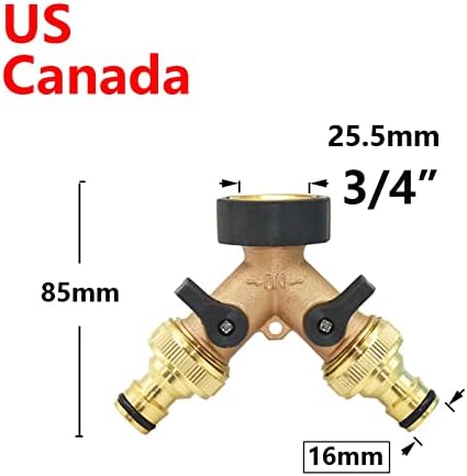 3/4 Inch Thread 2/4-Way Brass Plastic Garden Hose Splitter Y-Type Watering Connector Distributor For Outdoor Tap Faucet 1Pcs (Color : US Canada-03) - Image 4