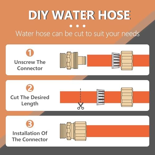 Garden Hose 100ft x 5/8", Custom Length, -40°F to 150°F, All-weather, NO Kink, Flexible, 600 Burst PSI, Leakproof Water Hose with Additional Customizable Solid GHT Fittings - Image 3