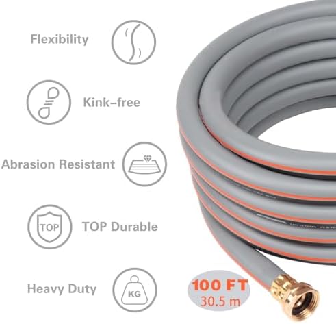 Garden Hose 100 ft 5/8, Rubber Water Hose Heavy Duty - Image 2