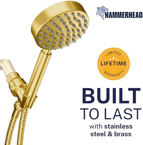 HammerHead Metal 1-Spray Shower Head with Handheld High Pressure, Long Hose - Image 2
