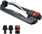 Eden 94106 Turbo Oscillating Sprinkler, Covers Up to 4,000 sq. ft., 18 Precision Nozzles, Weighted Base, Adjustable Range, Flow Control Knob, Quick Connect Bundle, Black, Silver, Red by EDEN