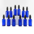 YIZHAO Blue Glass Spray Bottles 2oz, with Small Fine Mist Spray, Metal Cap, Refillable for Essential Oil,Travel,Cleaning,Perfume,Aromatherapy,Makeup – 12 Pcs by YizhaoGlassSprayandDropperBottles