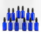 YIZHAO Blue Glass Spray Bottles 2oz, with Small Fine Mist Spray, Metal Cap, Refillable for Essential Oil,Travel,Cleaning,Perfume,Aromatherapy,Makeup – 12 Pcs by YizhaoGlassSprayandDropperBottles