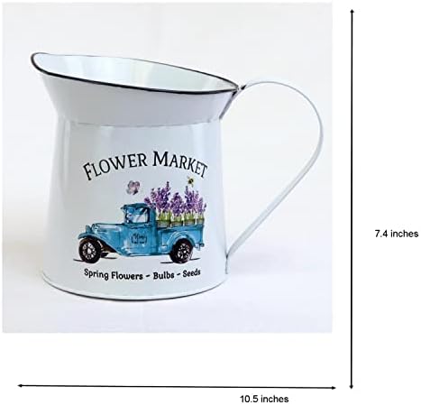 White with Blue Truck 'Flower Market' Pitcher - Image 3