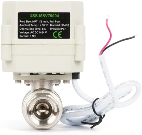 U.S. Solid 1/2 in Motorized Ball Valve with Programmable Auto On-Off Cycle Timer, 2-Way 304 Stainless Steel Electric Actuator, 00:00:00-99:59:59 Timing, IP67, AC/DC 9-24 V, NPT, for Water and Air - Image 2