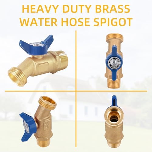 12 Pack Hose Bibb Brass Water Spigot, 3/4" Male NPT Inlet x 3/4" Male GHT Threaded Garden Hose Outlet Connector, 1/4-Turn Sillcock Hose Bibb Valve (3/4" x 3/4", Blue) - Image 3