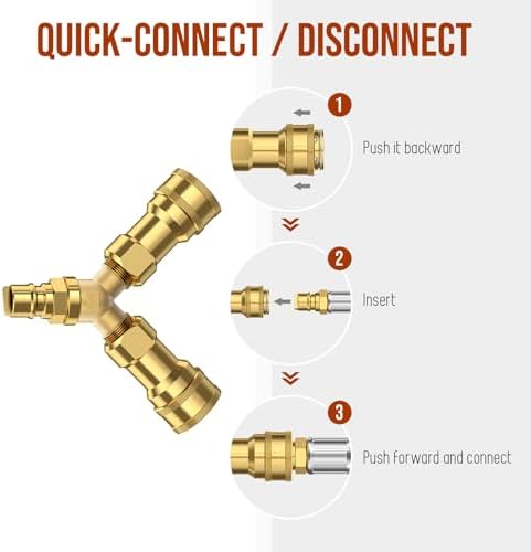 1/2 inch Natural Gas Y Splitter, 2-Way Natural Gas Quick Connect Fittings with Shut Off Valve, Conversion Kit for Gas Line, 1/2" Propane Hose, Pizza, Oven, Grill, Generator, Heater - Image 6