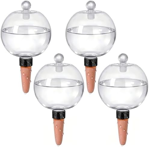 EX-Large Plant Watering Globes with Cover 26oz Top Fill Plastic Water Bulbs Self Watering Planter Inser, Slow Release Terracott, Plant Watering Devices for Plants, 4 Pack by Unknown