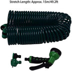 EVA Coil Garden Water Hose 15m/49.2ft, 7 Mode Nozzle Telescopic Spring Tube, Quick Connect Garden Watering Pipe for Plant Lawn Car WashPet Friendly - Image 5
