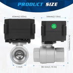 1" Motorized Ball Valve 5 Wire - 9-24V DC Electric Water Valve, Full Port Automatic Ball Valve, Compatible with Signal Feedback, Stainless Steel, NSF Certified, IP67 - Image 3