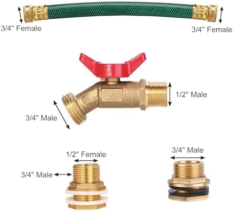 Brass Rain Barrel Spigot Linking Connector Hose Kit - Image 2