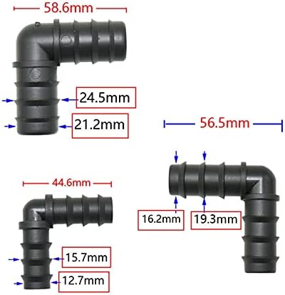 Hose Connector Adapter 50pcs 16mm 20mm 25mm PE Pipe Tee Elbow Repair End Plug Connector 1/2 3/4" Garden Drip Irrigation Hose Connector (Color : Black) - Image 4